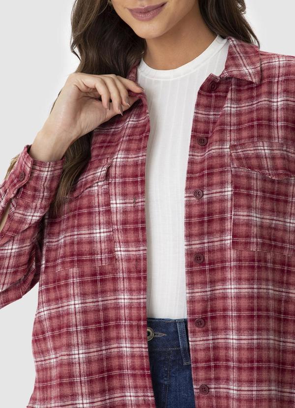 Malwee - Camisa Oversized Flanelada Xadrez Vermelho 4