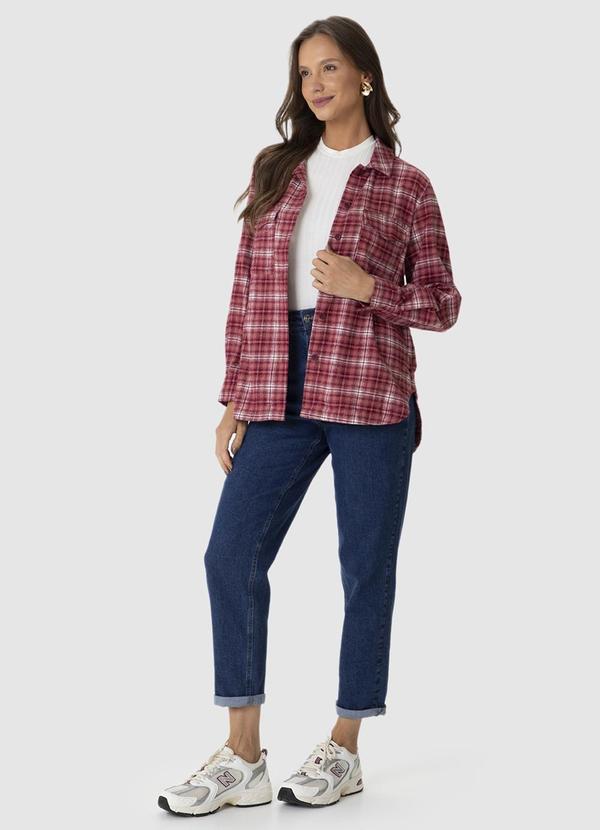 Malwee - Camisa Oversized Flanelada Xadrez Vermelho 6