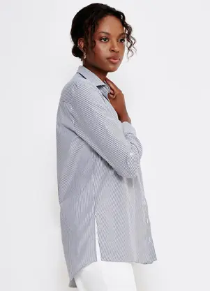 Principessa - Camisa Oversized Listrada Bia Branco - PRINCIPESSA