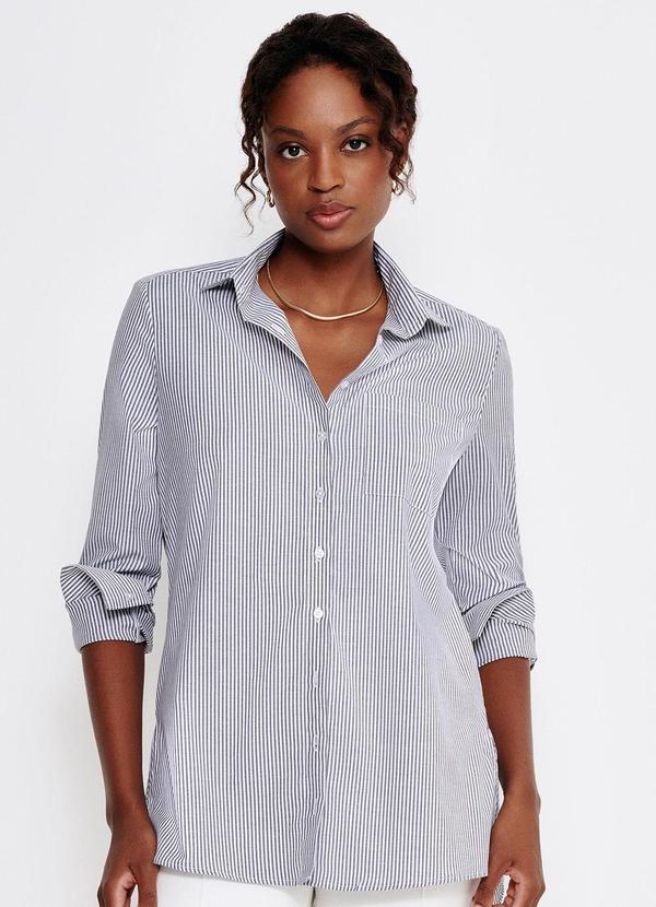 Principessa - Camisa Oversized Listrada Bia Branco