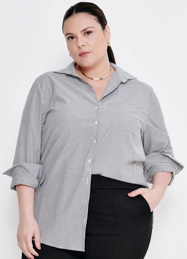 Principessa - Camisa Oversized Listrada Bia Branco 3