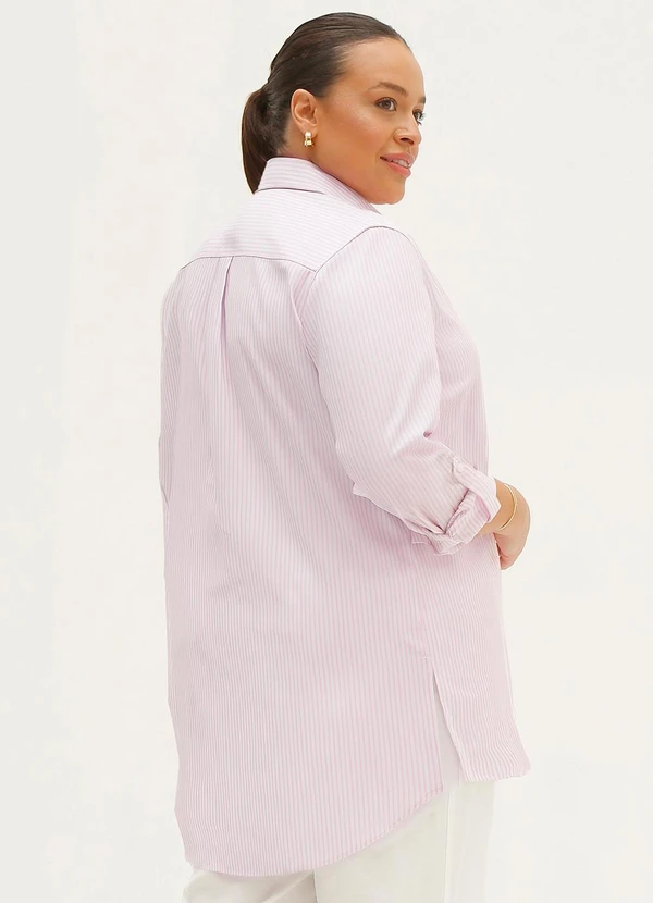 Principessa - Camisa Oversized Listrada Elora Rosa e Off White 2