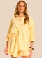 Doce Trama - Camisa Oversized Manga Longa Creponada Verde - variação: Amarelo