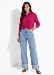 Camisa Pink em Crepe Plano