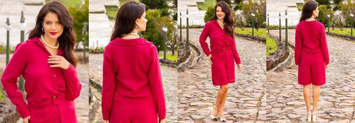 Camisa Pink em Crepe Plano