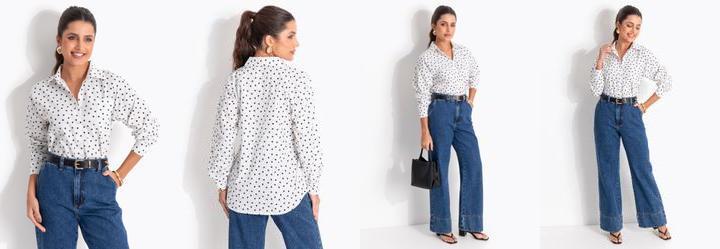 Camisa Po� Branca em Tricoline