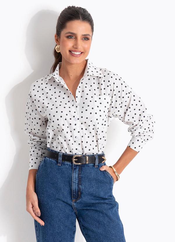 Camisa Po� Branca em Tricoline