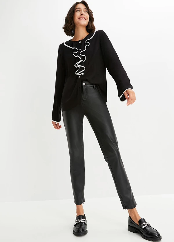 bonprix - Camisa Preta em Viscose Plana 6