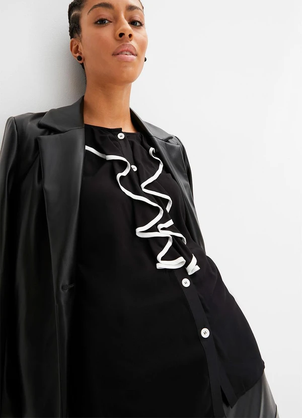 bonprix - Camisa Preta em Viscose Plana 4