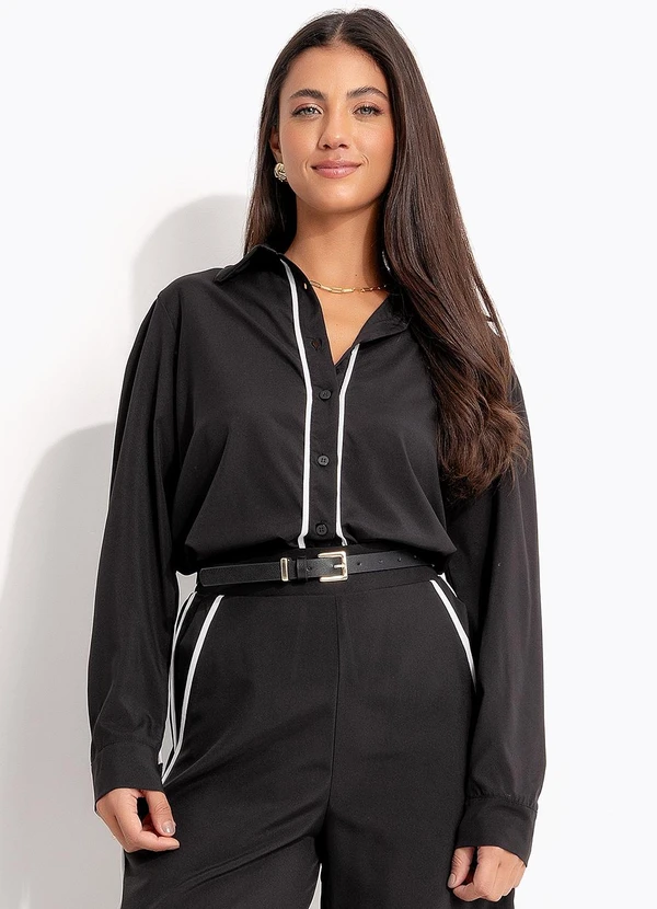 Quintess - Camisa Preta Poliéster