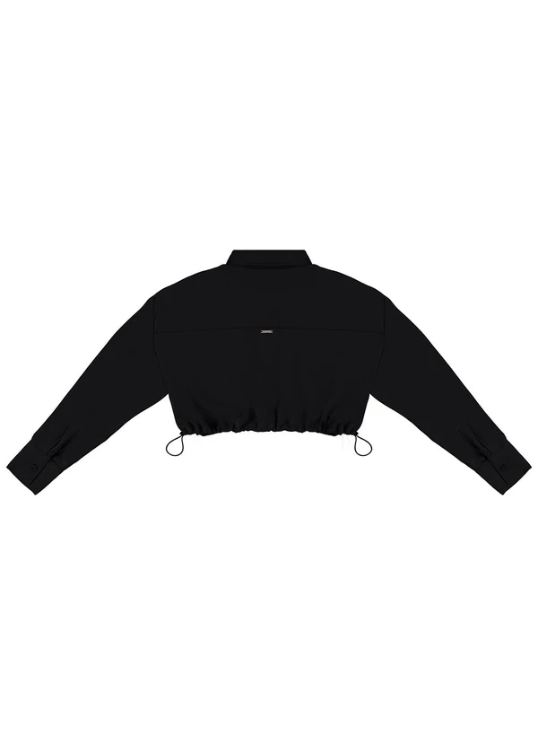 Enfim - Camisa Preto Cropped Sarjada 2