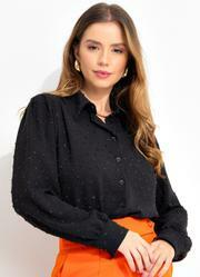 Camisa Preto em Crepe Plano