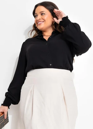 Quintess - Camisa Preto em Viscose Plana - QUINTESS