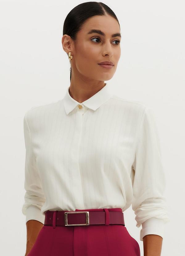 Principessa - Camisa Regular de Viscose Maquinetada Giordana Bege