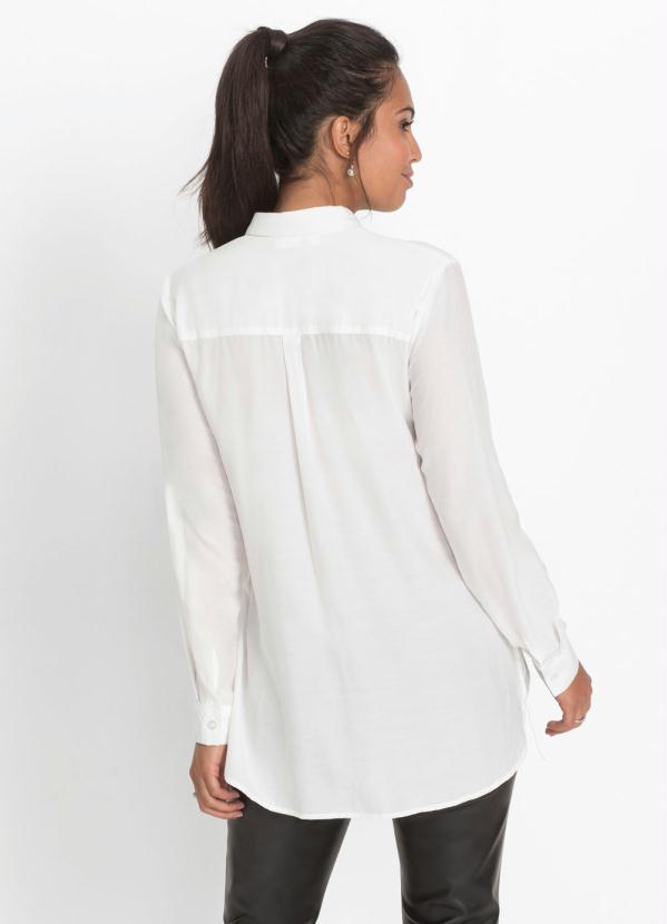 bonprix - Camisa Social com Abertura nas Laterais Branca 2