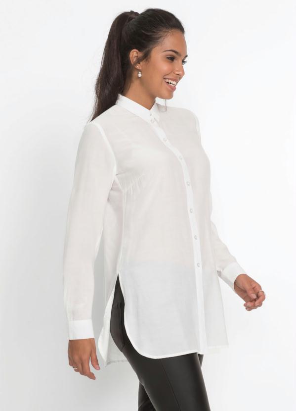 bonprix - Camisa Social com Abertura nas Laterais Branca 3
