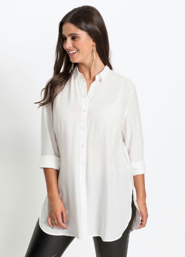 bonprix - Camisa Social com Abertura nas Laterais Branca 6