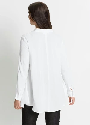 bonprix - Camisa Social Fluída com Pérolas Branca - BONPRIX