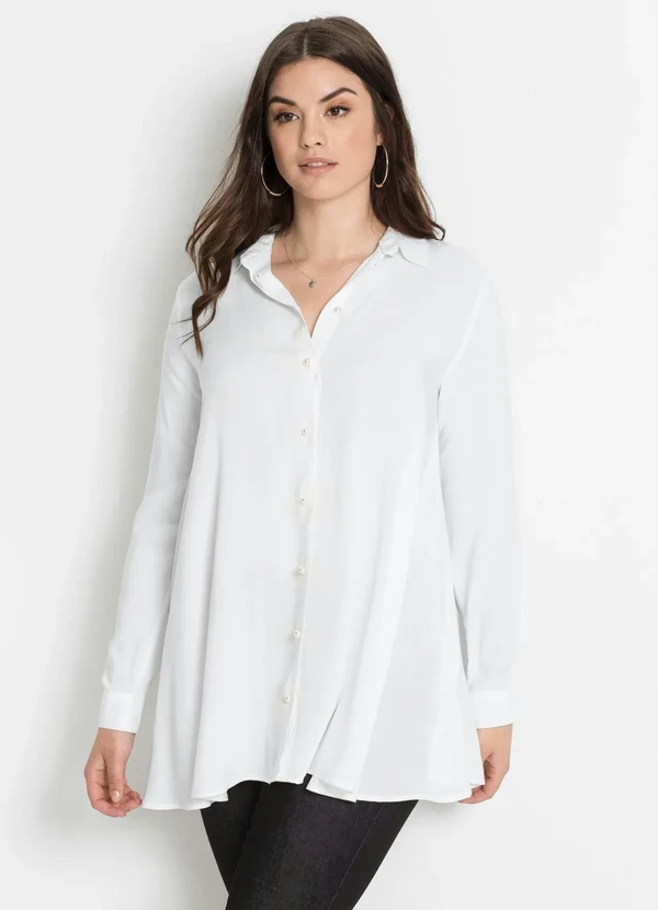 bonprix - Camisa Social Fluída com Pérolas Branca 6