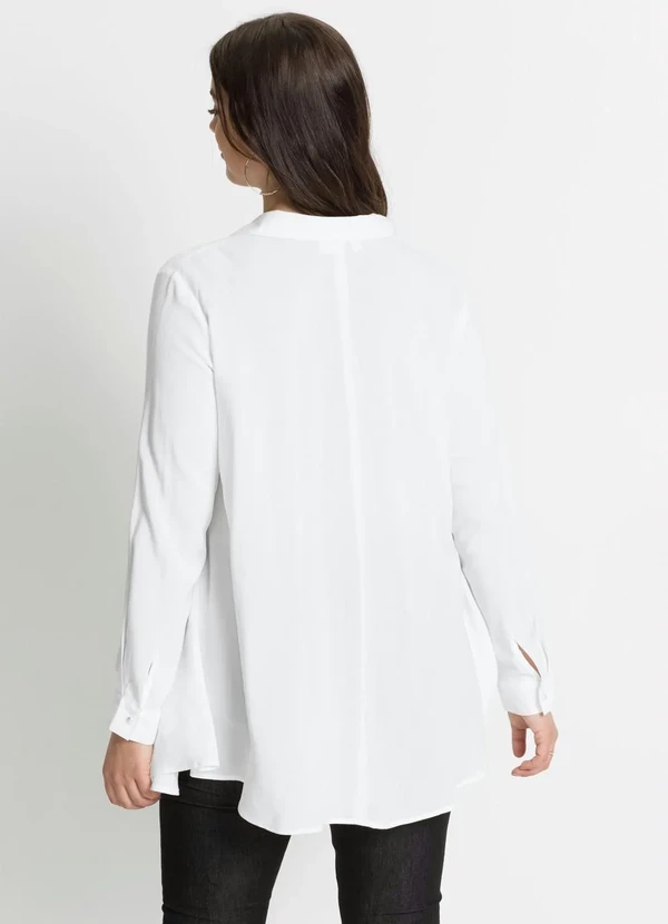 bonprix - Camisa Social Fluída com Pérolas Branca 7