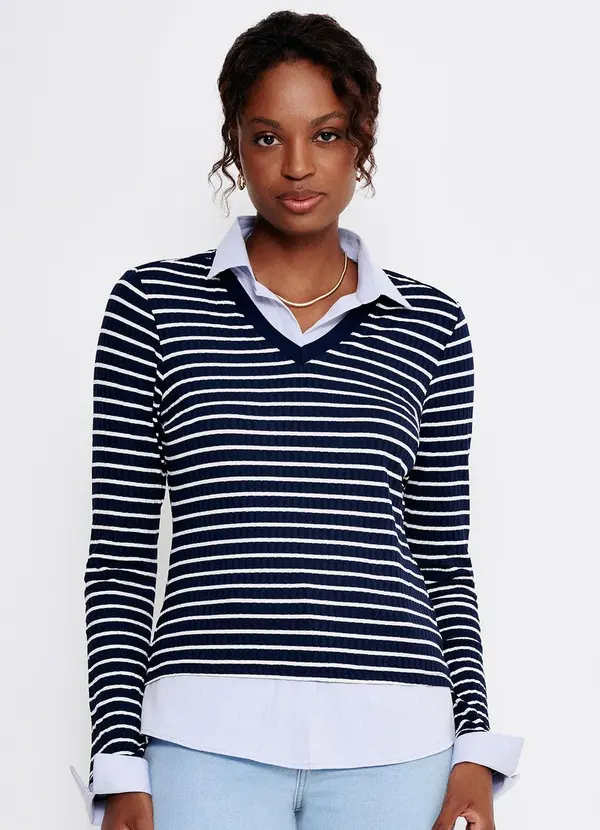 Principessa - Camisa Suéter Listrada Bernadete Marinho