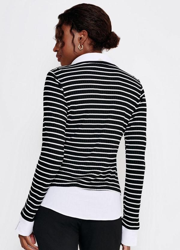 Principessa - Camisa Suéter Listrada Preto Benicia 2