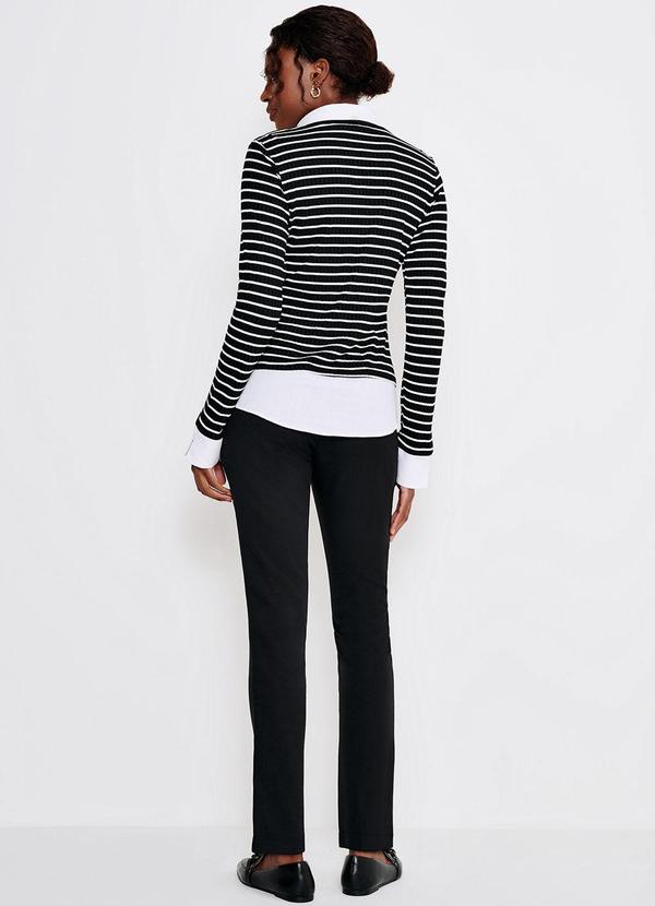 Principessa - Camisa Suéter Listrada Preto Benicia 4
