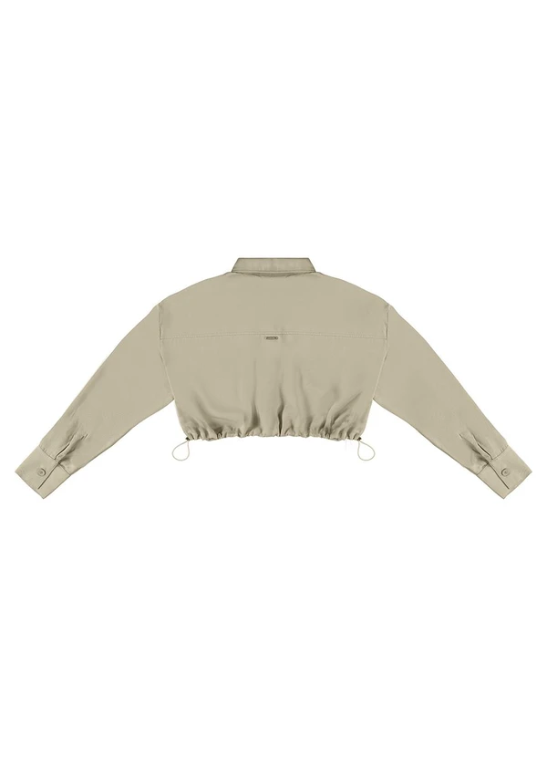 Enfim - Camisa Taupe Cropped Sarjada 2