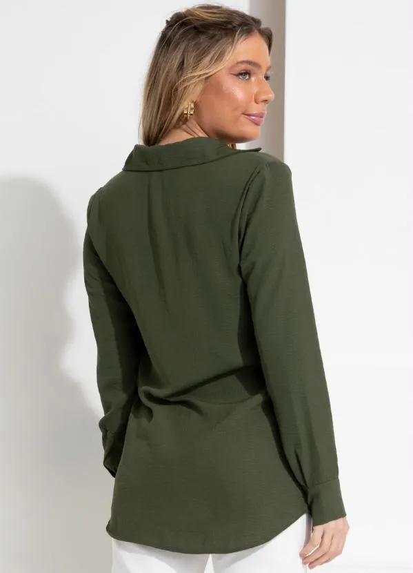 Queima Estoque - Camisa Verde com Bolsos 2