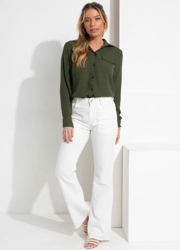 Queima Estoque - Camisa Verde com Bolsos 3