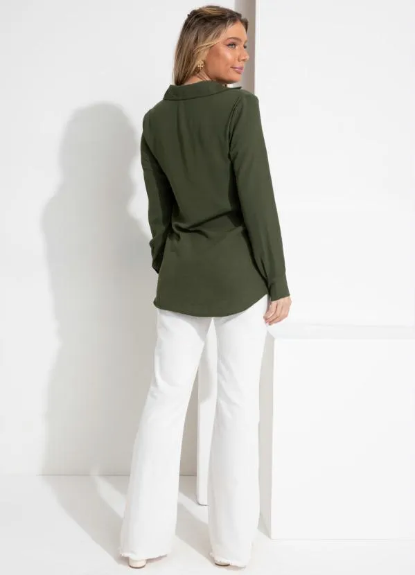 Queima Estoque - Camisa Verde com Bolsos 4