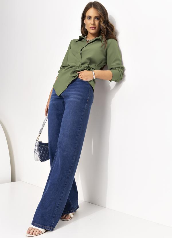 Quintess - Camisa Verde em Tecido Plano Maquinetado 10