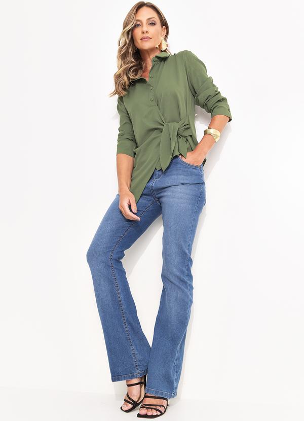 Quintess - Camisa Verde em Tecido Plano Maquinetado 12