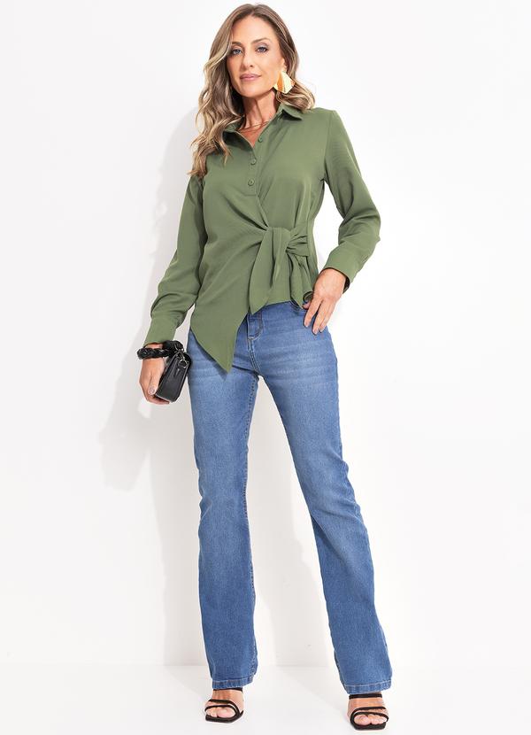 Quintess - Camisa Verde em Tecido Plano Maquinetado 13