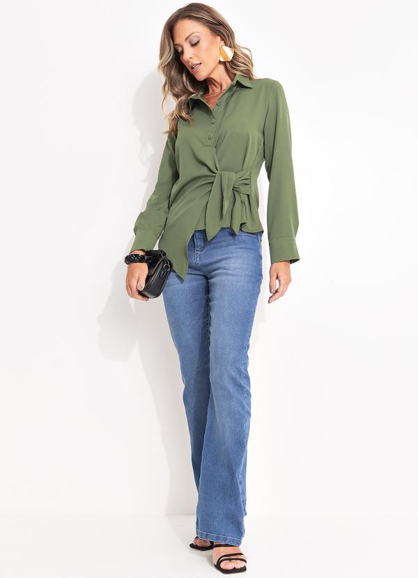 Quintess - Camisa Verde em Tecido Plano Maquinetado 15