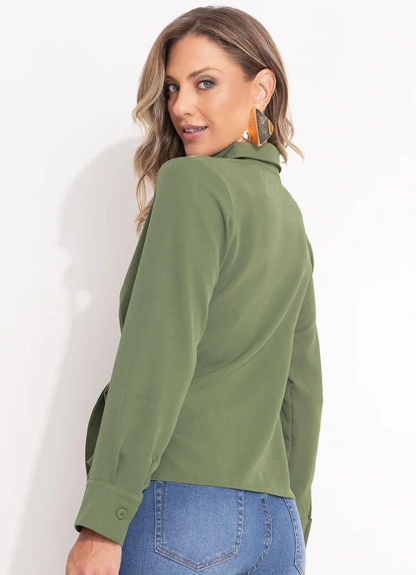 Quintess - Camisa Verde em Tecido Plano Maquinetado 2