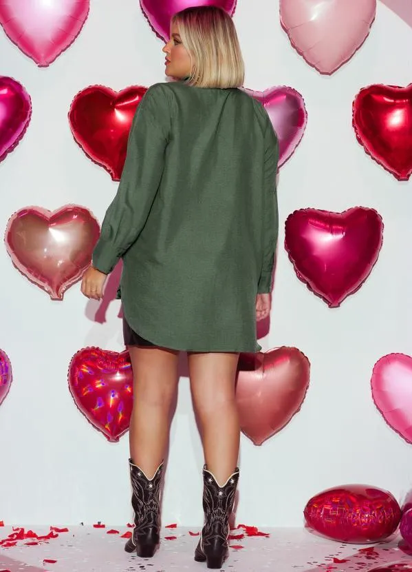 Quintess - Camisa Verde Oversized Alongada em Crepe Plano 7