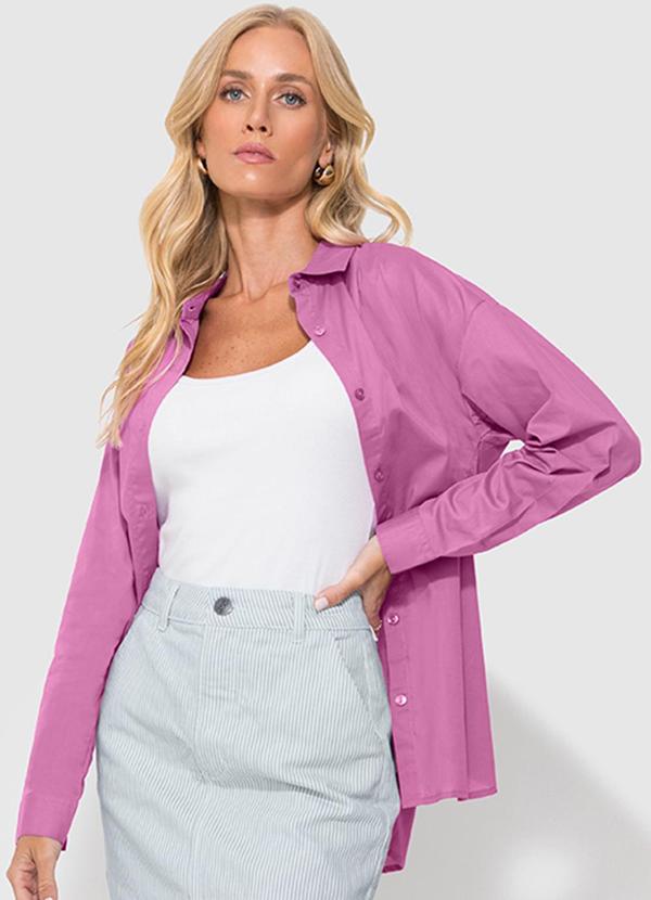Enfim - Camisa Violeta Oversized em Tricoline