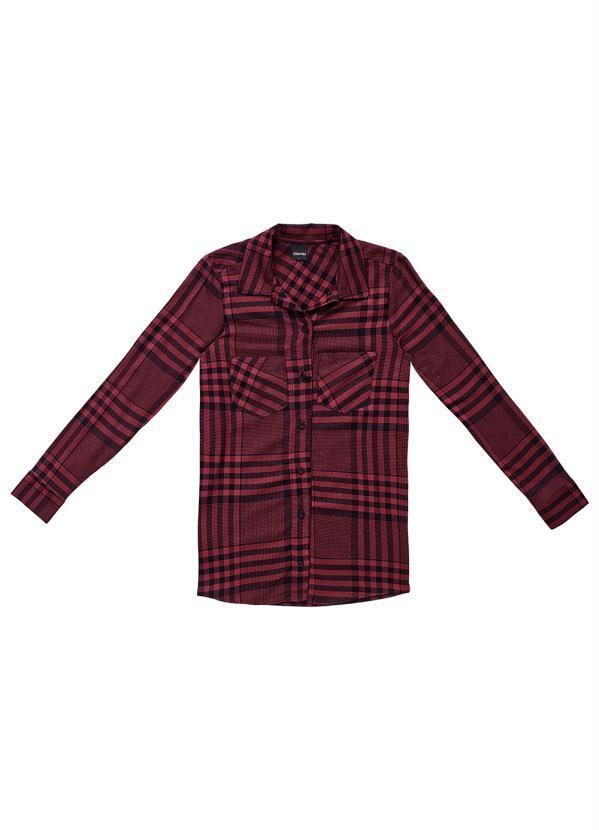 Enfim - Camisa Xadrez Alongada em Flanela Vermelho
