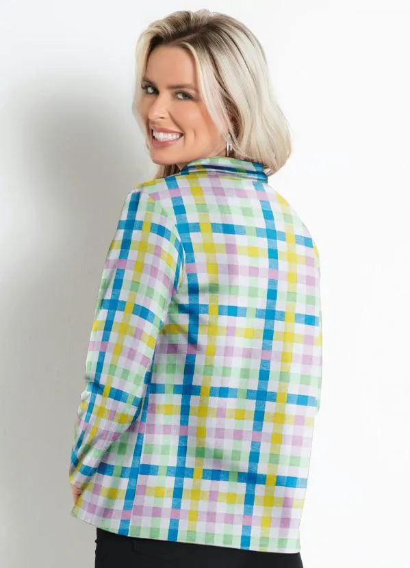 Moda Pop - Camisa Xadrez Colorido com Abertura em Botões 2