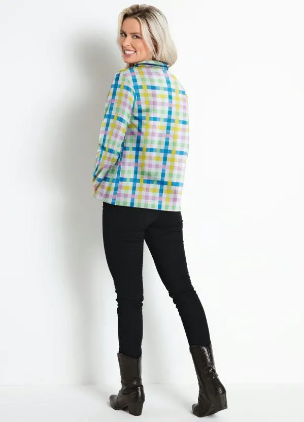 Moda Pop - Camisa Xadrez Colorido com Abertura em Botões 4
