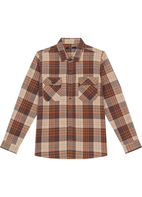 Enfim - Camisa Xadrez Flanelada Ampla Marrom 3