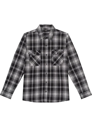 Enfim Camisa Xadrez Flanelada Ampla Preto