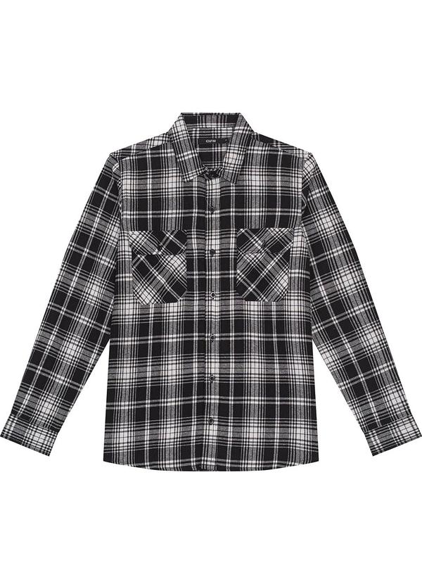 Enfim - Camisa Xadrez Flanelada Ampla Preto