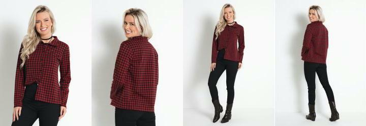 Camisa Xadrez Vermelha com Abertura em Botes