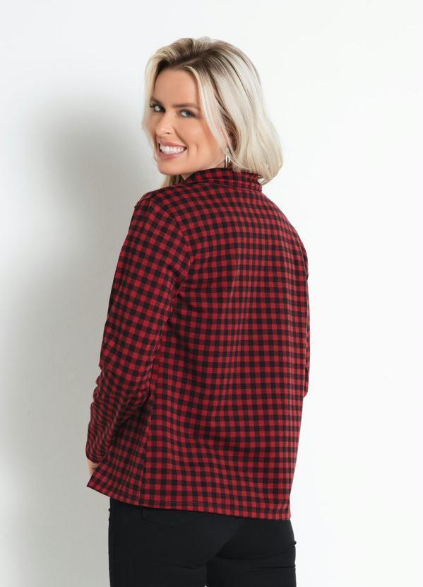 Moda Pop - Camisa Xadrez Vermelha com Abertura em Botões 6