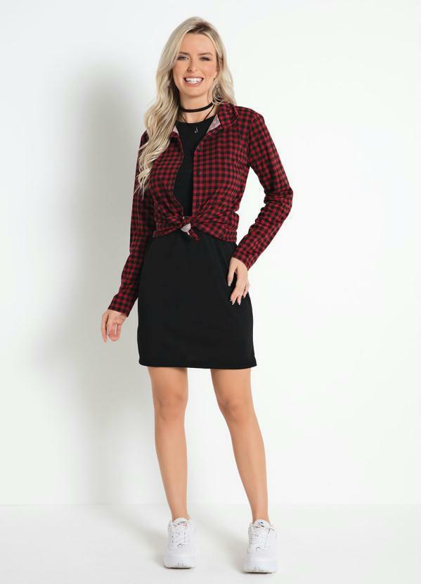 Moda Pop - Camisa Xadrez Vermelha com Abertura em Botões 3