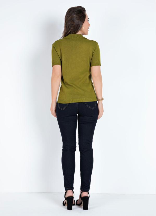 Janine - Blusa com Gola Verde Lima com Peitilho 4