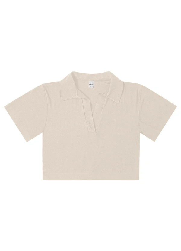 Rovitex - Blusa Feminina Manga Curta em Visco Bege