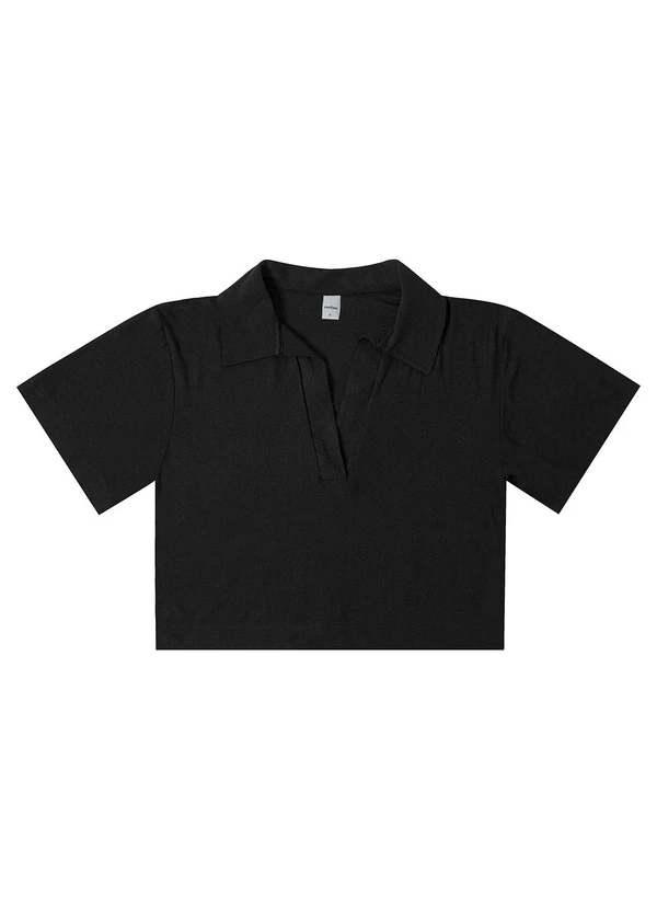 Rovitex - Blusa Feminina Manga Curta em Visco Preto 3